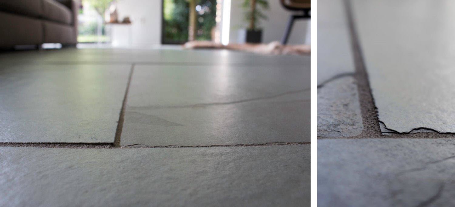 Natuursteen vloer - grote tegels leisteen Himalaya Grey via Nibo Stone